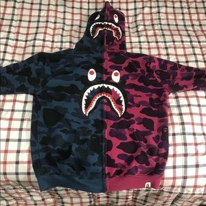 Purple and blue bape jacket